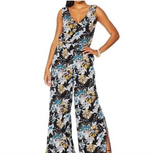 Giuliana Flower Pantsuit with open slit legs Size Small